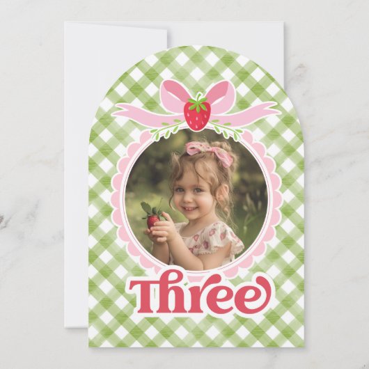Berry Sweet Strawberry 3. Geburtstag Einladung (Rückseite)