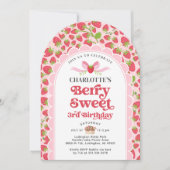 Berry Sweet Strawberry 3. Geburtstag Einladung (Vorderseite)