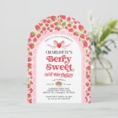 Berry Sweet Strawberry 3. Geburtstag Einladung (Stehend Vorderseite)