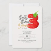 Berry Sweet Strawberry 3. Geburtstag Einladung (Vorderseite)