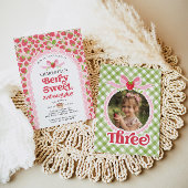 Berry Sweet Strawberry 3. Geburtstag Einladung