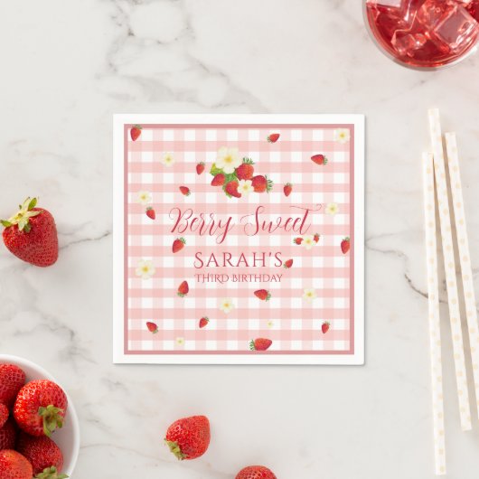Berry Sweet Strawberry 3. Geburtstagsfeier Serviette (Beispiel)