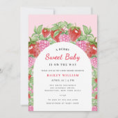 Berry Sweet Strawberry Arch Girl Babydusche Einladung (Vorderseite)