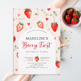 Berry Sweet Strawberry Arch Summer 1st Birthday Einladung