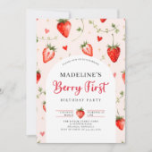 Berry Sweet Strawberry Arch Summer 1st Birthday Einladung (Vorderseite)