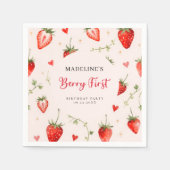 Berry Sweet Strawberry Arch Summer 1st Birthday Serviette (Vorderseite)