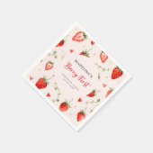 Berry Sweet Strawberry Arch Summer 1st Birthday Serviette (Ecke)