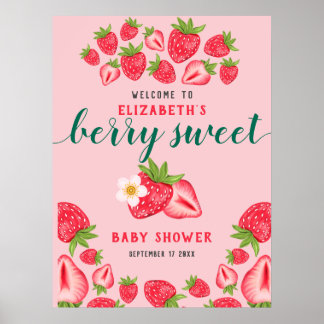 Berry Sweet Strawberry Baby Dusche Begrüßungs-Part Poster