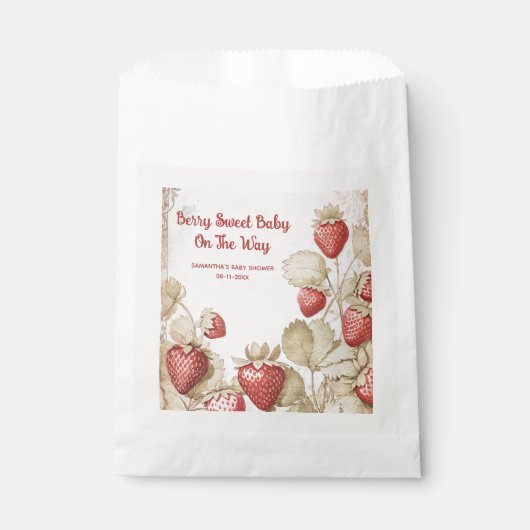 Berry Sweet Strawberry Baby Dusche Geschenktütchen (Vorderseite)