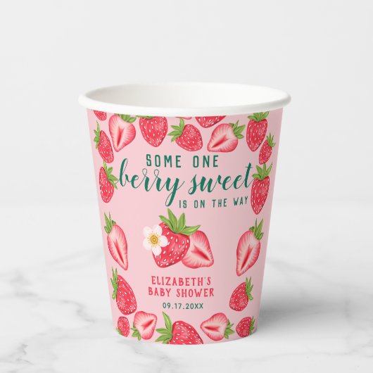 Berry Sweet Strawberry Baby Dusche Personalisiert Pappbecher (Vorderseite)