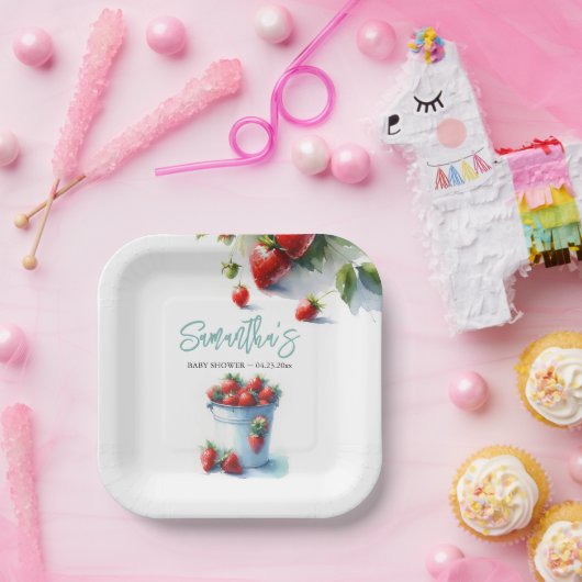 Berry Sweet Strawberry Baby Dusche verfügbar Pappteller (Party)