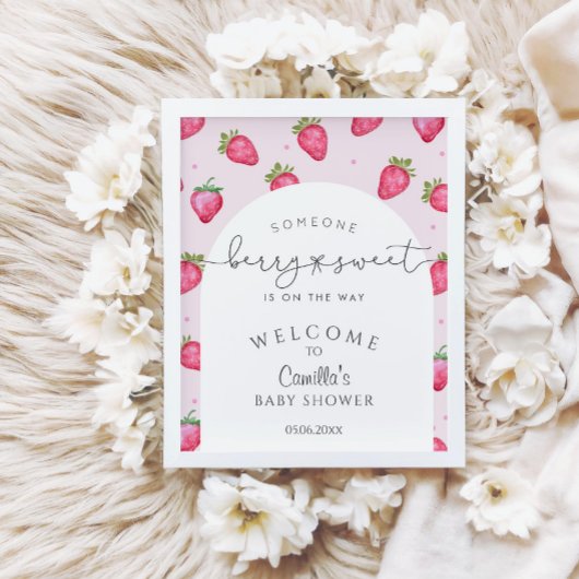Berry Sweet Strawberry Baby Dusche Willkommen Poster