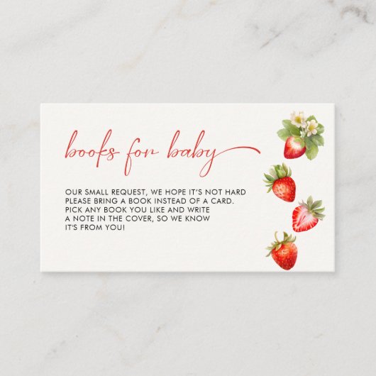 Berry Sweet Strawberry Baby Showbucher Begleitkarte (Vorderseite)