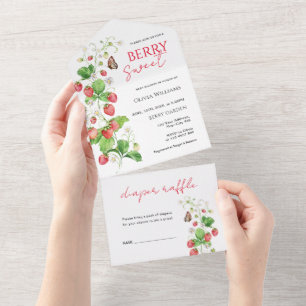 Berry Sweet Strawberry-Baby-Shower All In One Einladung