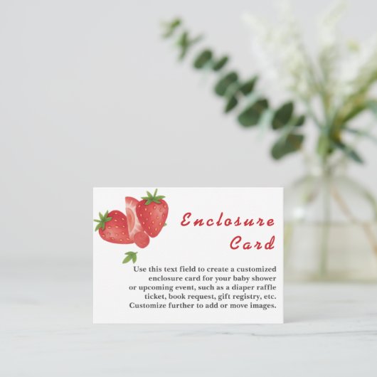 Berry Sweet Strawberry Baby Shower Begleitkarte (Stehend Vorderseite)