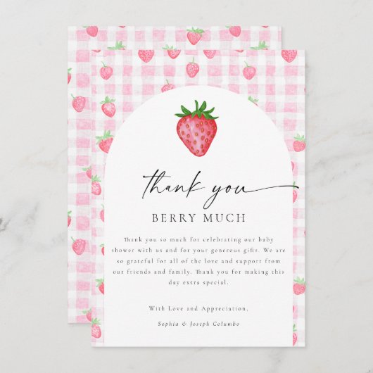 Berry Sweet Strawberry Baby Shower Danke Karte (Vorne/Hinten)