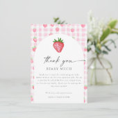 Berry Sweet Strawberry Baby Shower Danke Karte (Stehend Vorderseite)