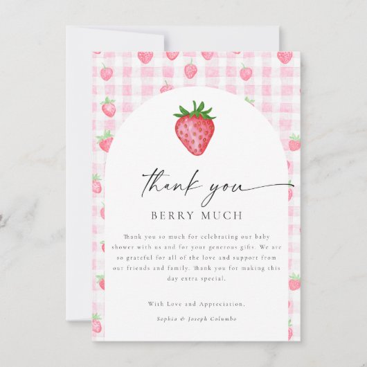 Berry Sweet Strawberry Baby Shower Danke Karte (Vorderseite)