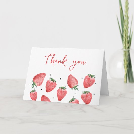 Berry Sweet Strawberry Baby Shower Dankeskarte (Vorderseite)