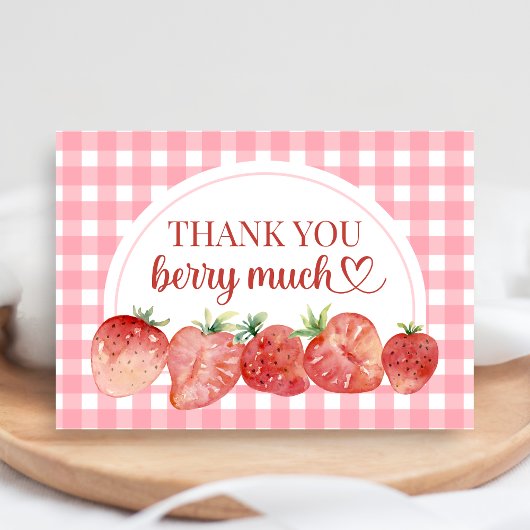 Berry Sweet Strawberry Baby Shower Dankeskarte