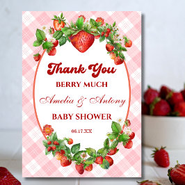 Berry Sweet Strawberry Baby Shower Dankeskarte