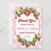 Berry Sweet Strawberry Baby Shower Dankeskarte (Vorderseite)