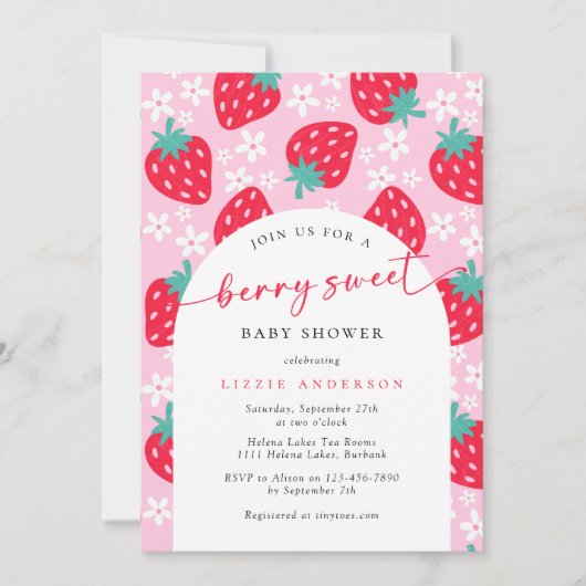 Berry Sweet Strawberry Baby Shower Einladung (Vorderseite)