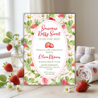 Berry Sweet Strawberry Baby Shower Einladung