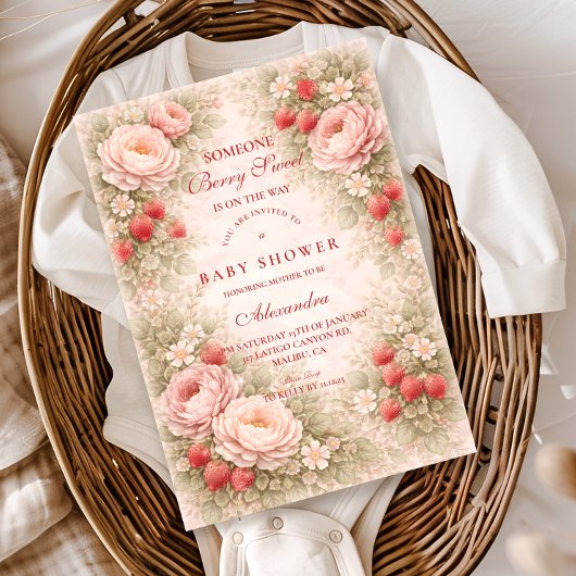 Berry Sweet Strawberry Baby Shower Einladung