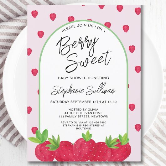 Berry Sweet Strawberry Baby Shower Einladung