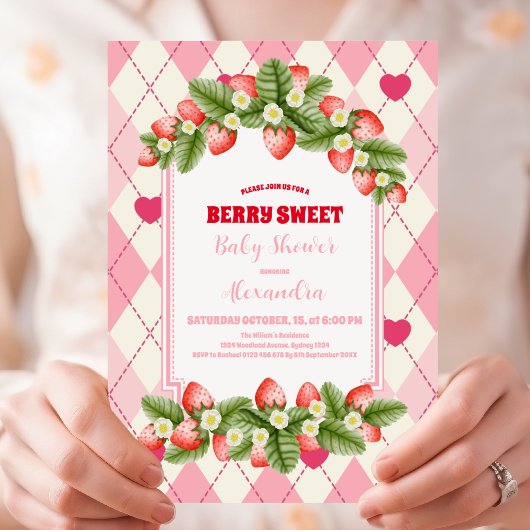 Berry Sweet Strawberry Baby Shower Einladung