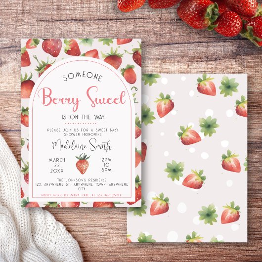 Berry Sweet Strawberry Baby Shower Einladung