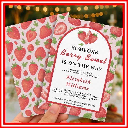 Berry Sweet Strawberry Baby Shower Einladung