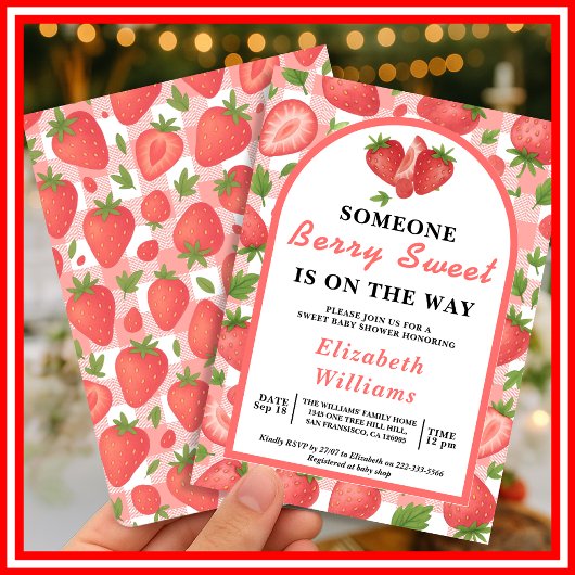 Berry Sweet Strawberry Baby Shower Einladung