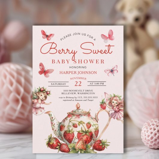 Berry Sweet Strawberry Baby Shower Einladung