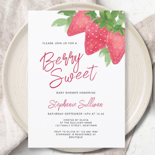 Berry Sweet Strawberry Baby Shower Einladung