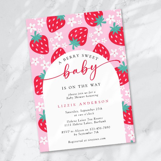 Berry Sweet Strawberry Baby Shower Einladung