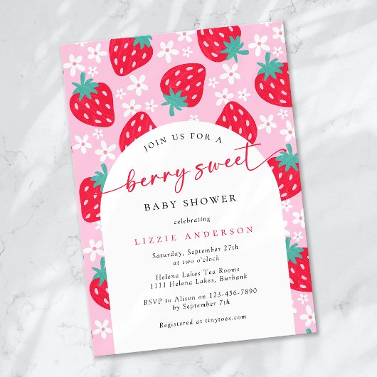 Berry Sweet Strawberry Baby Shower Einladung