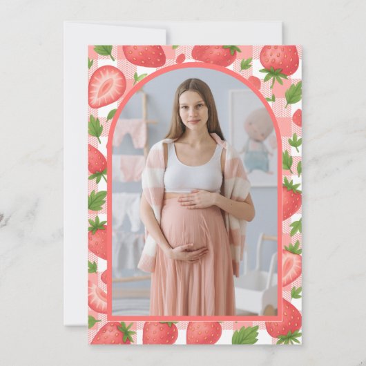 Berry Sweet Strawberry Baby Shower | FOTO Einladung (Rückseite)