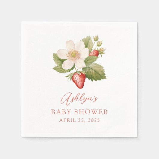 Berry Sweet Strawberry Baby Shower Napkin Serviette (Vorderseite)