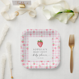 Berry Sweet Strawberry Baby Shower Pappteller