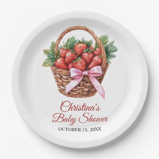 Berry Sweet Strawberry Baby Shower Pappteller (Vorderseite)