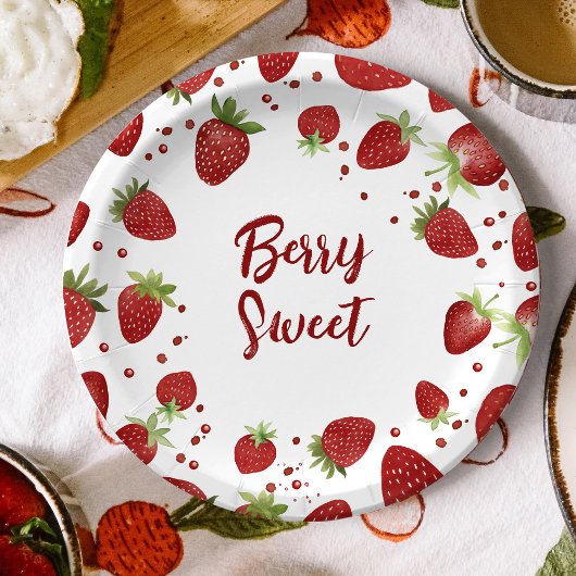 Berry Sweet Strawberry Baby Shower Pappteller