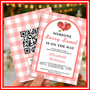Berry Sweet Strawberry Baby Shower QR RSVP Einladung