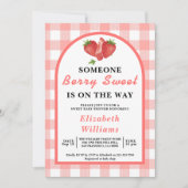 Berry Sweet Strawberry Baby Shower | QR UAWG Einladung (Vorderseite)