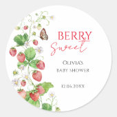 Berry Sweet Strawberry Baby Shower Runder Aufkleber (Vorderseite)