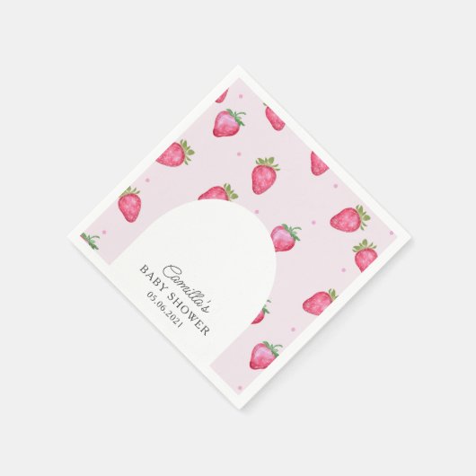Berry Sweet Strawberry Baby Shower Serviette (Ecke)