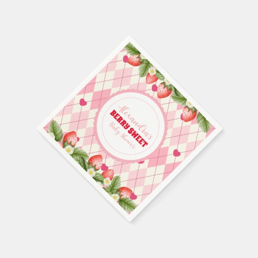 Berry Sweet Strawberry Baby Shower Serviette (Ecke)