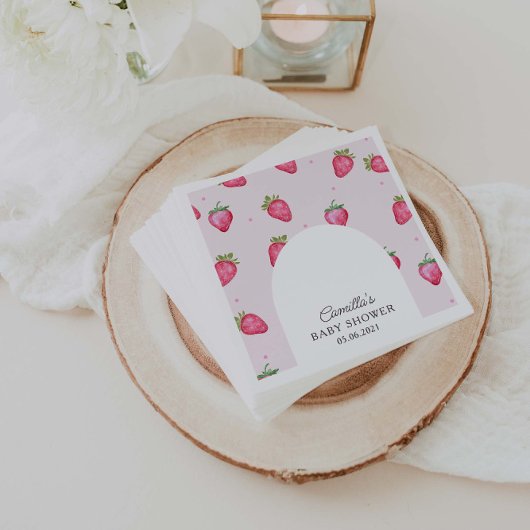 Berry Sweet Strawberry Baby Shower Serviette