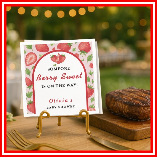 Berry Sweet Strawberry Baby Shower Serviette